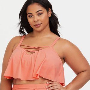 TORRID CORAL STRAPPY FLOUNCE BIKINI TOP  size 1